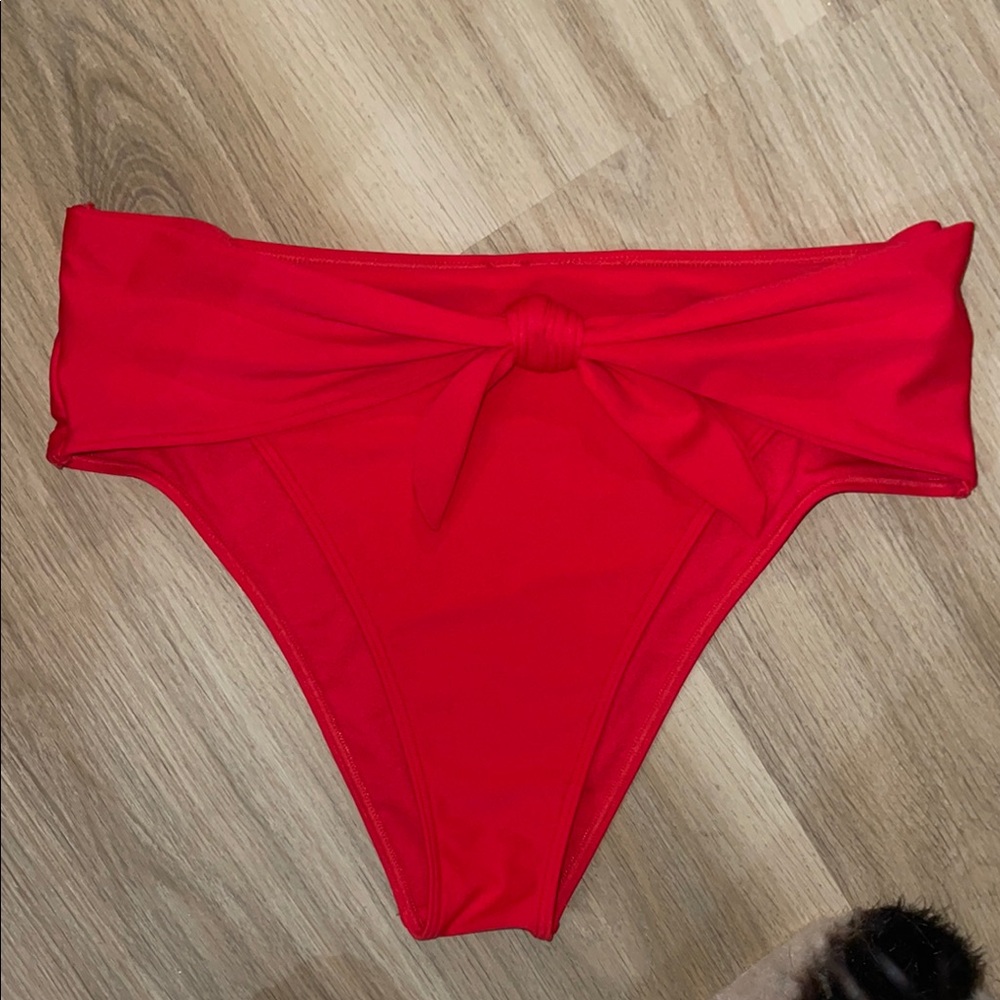 Hollister Red Bikini Bottom with Bow Detail